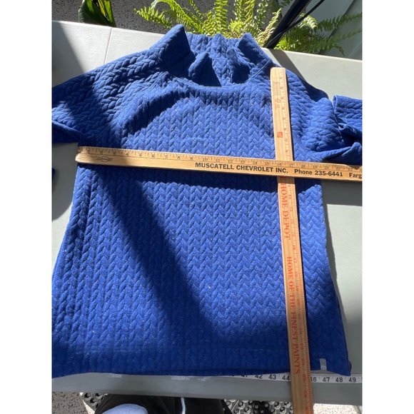 T by Talbots Quilted Shimmer Pullover Women M Mock Neck Blue Fall Winter Relaxed - Picture 4 of 9